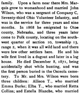 A screenshot of the compendium entry describing John Wilson's life.