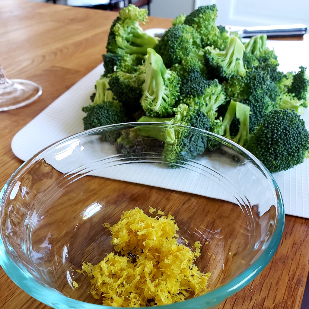 broccoli florets and lemon zest