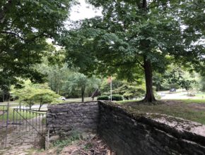 Stone Wall with American Flag and Lich Gate