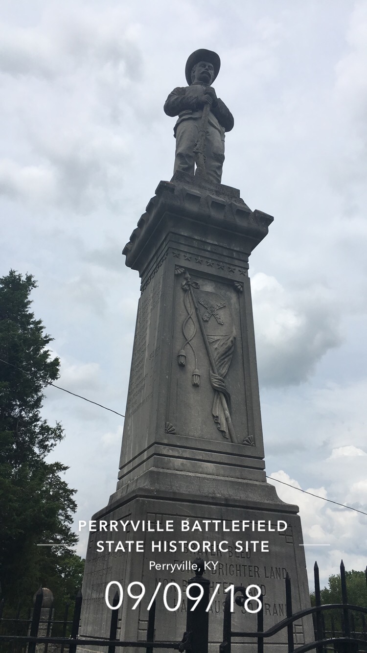 low angle of confederate monument with soldier on top
