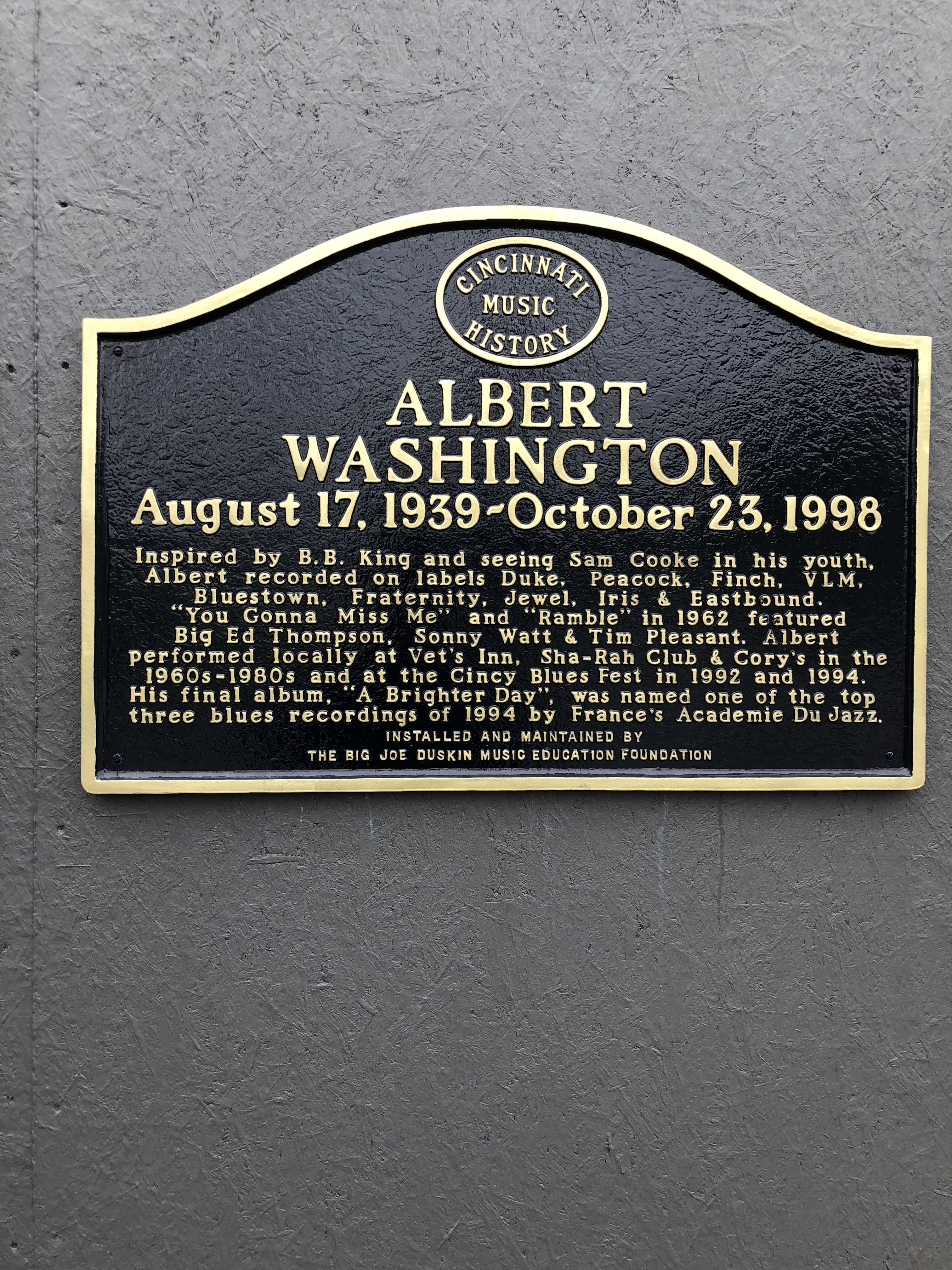 Albert washingtons historical marker located on west Mcmillian st