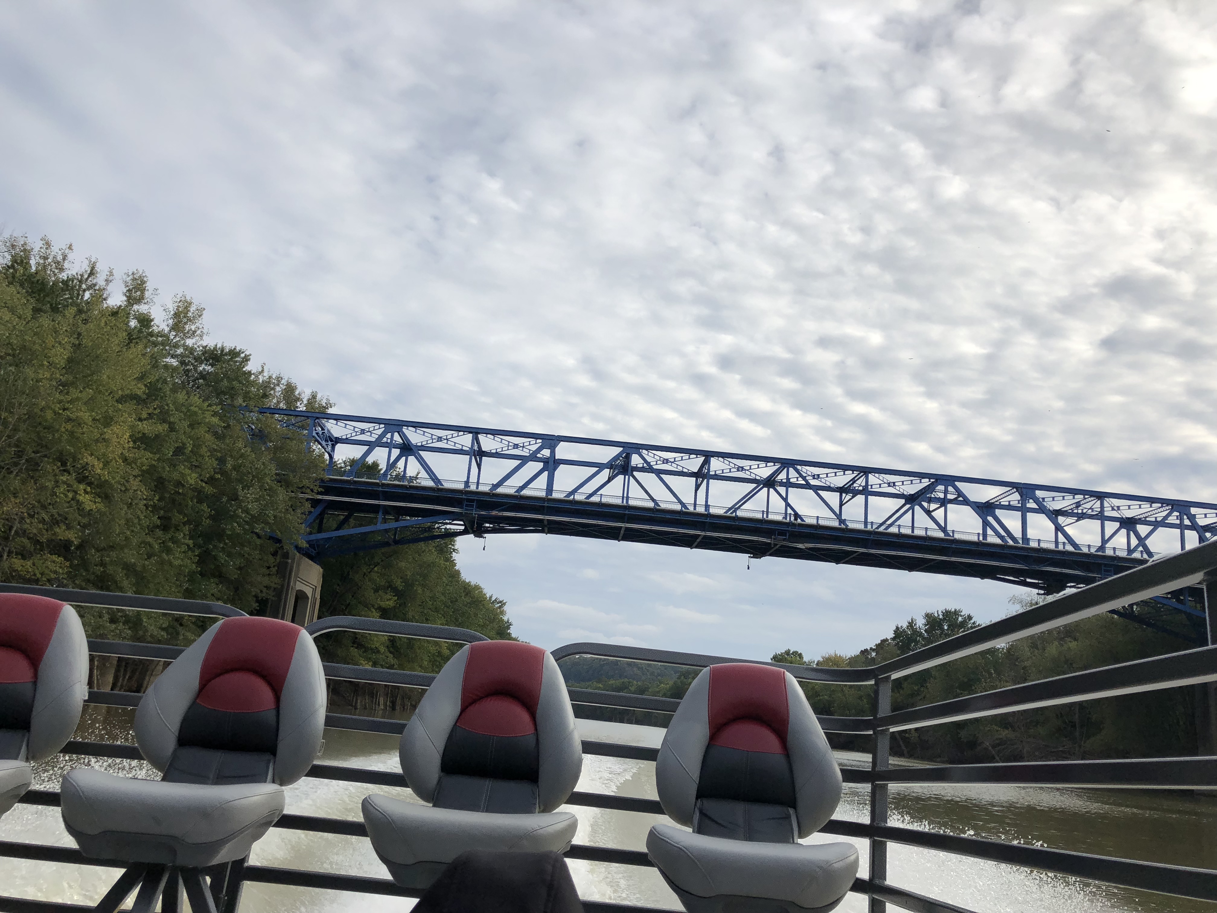 Blue bridge over river