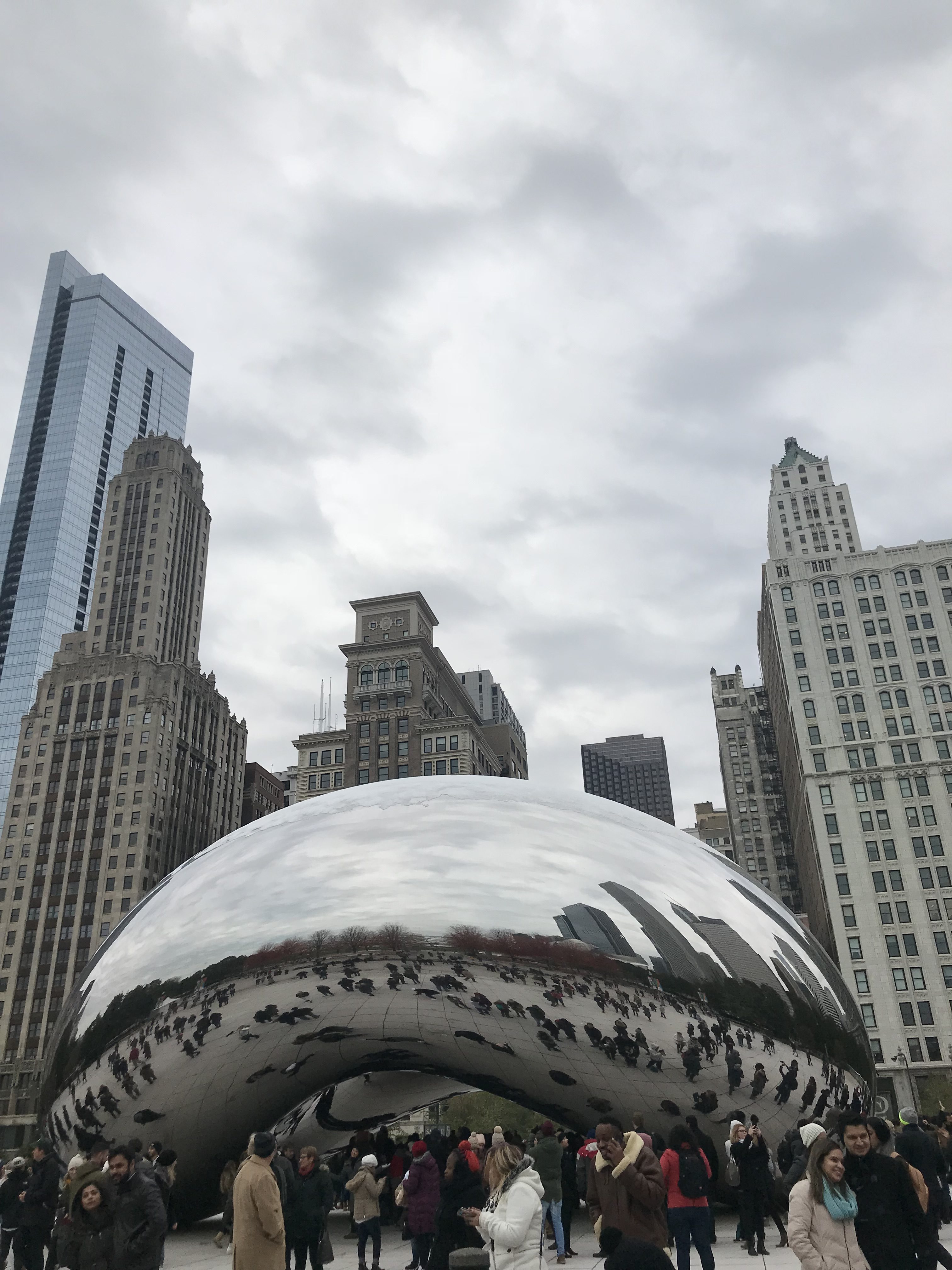 Cloud Gate sculpture in Chicago. Often addressed as "The Bean."