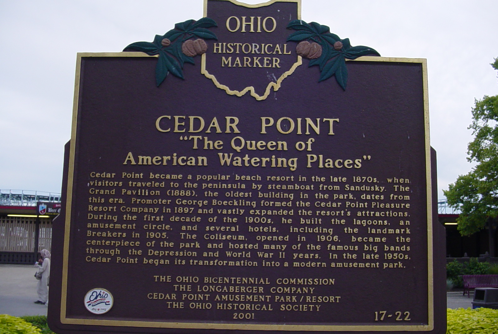 historic plaque for cedar point