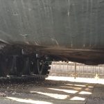 Underneath the hull of the M60