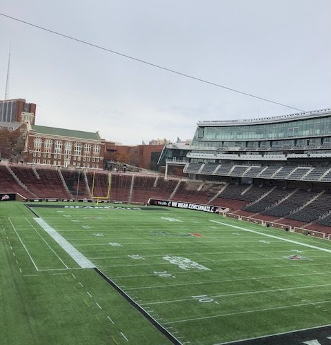 View of Nippert Stadium from atop the North Endzone just outside of Stadium VIew food court