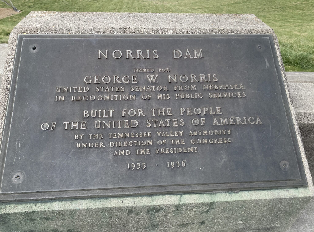 A picture of a plaque for Norris Lake Dam