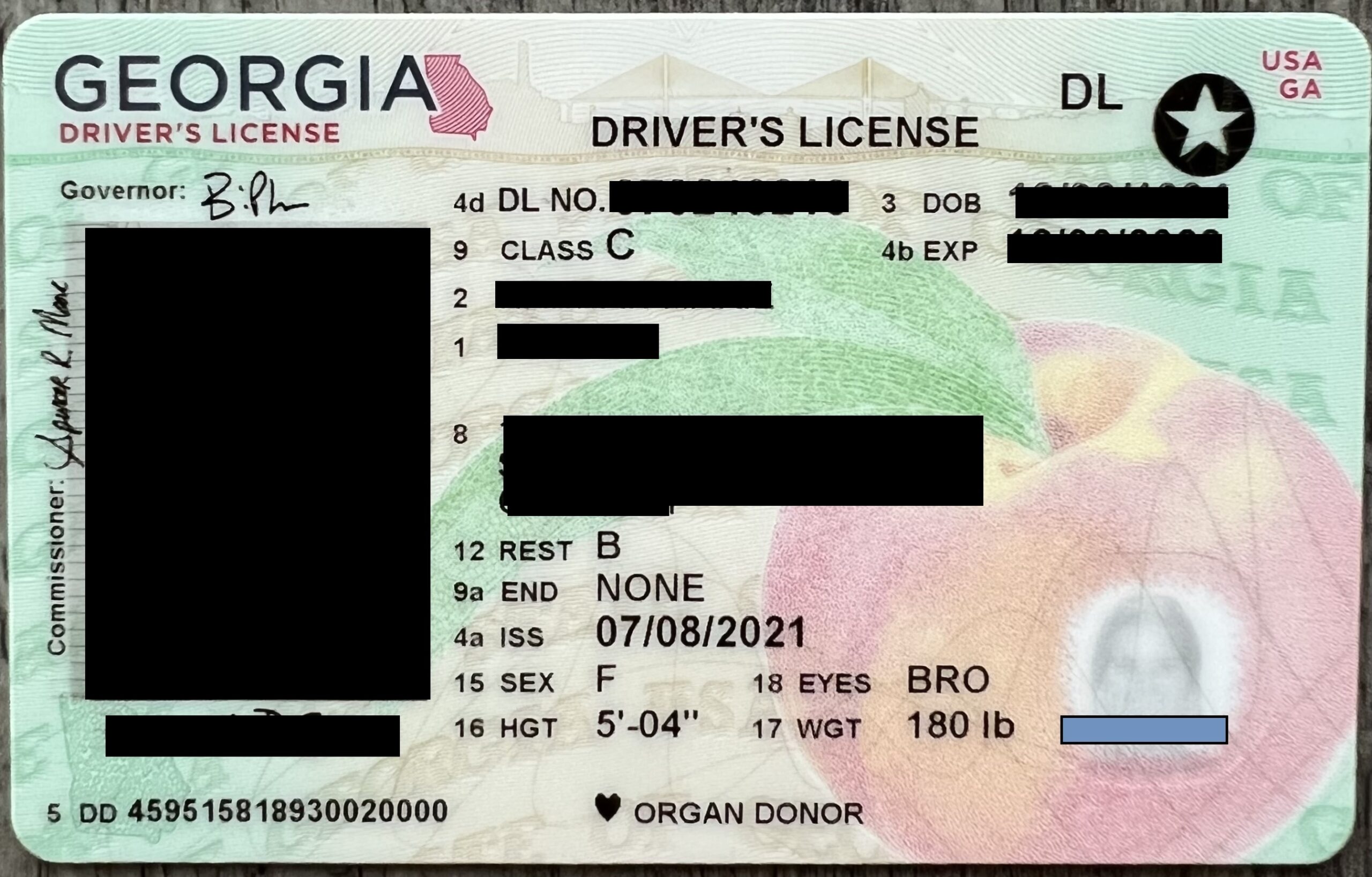 driver's license from Georgia