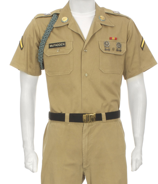 close-up of khaki army uniform