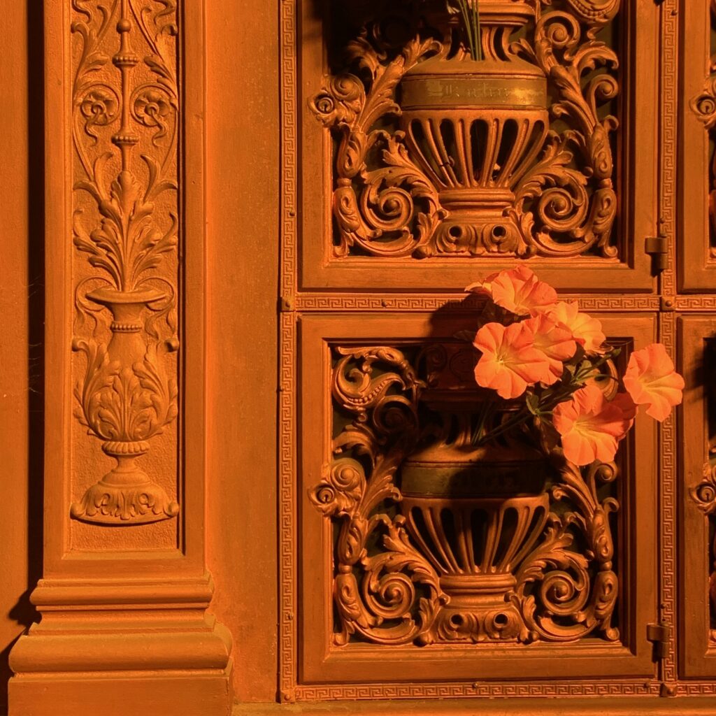 Close up of original gilded burial niches